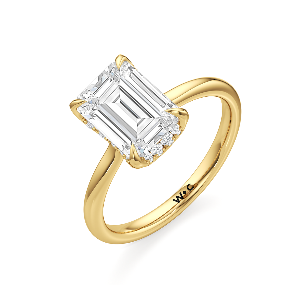 The Cassatt Low-Profile Ring with Emerald Cut Diamond in 14KT Yellow Gold view 6
