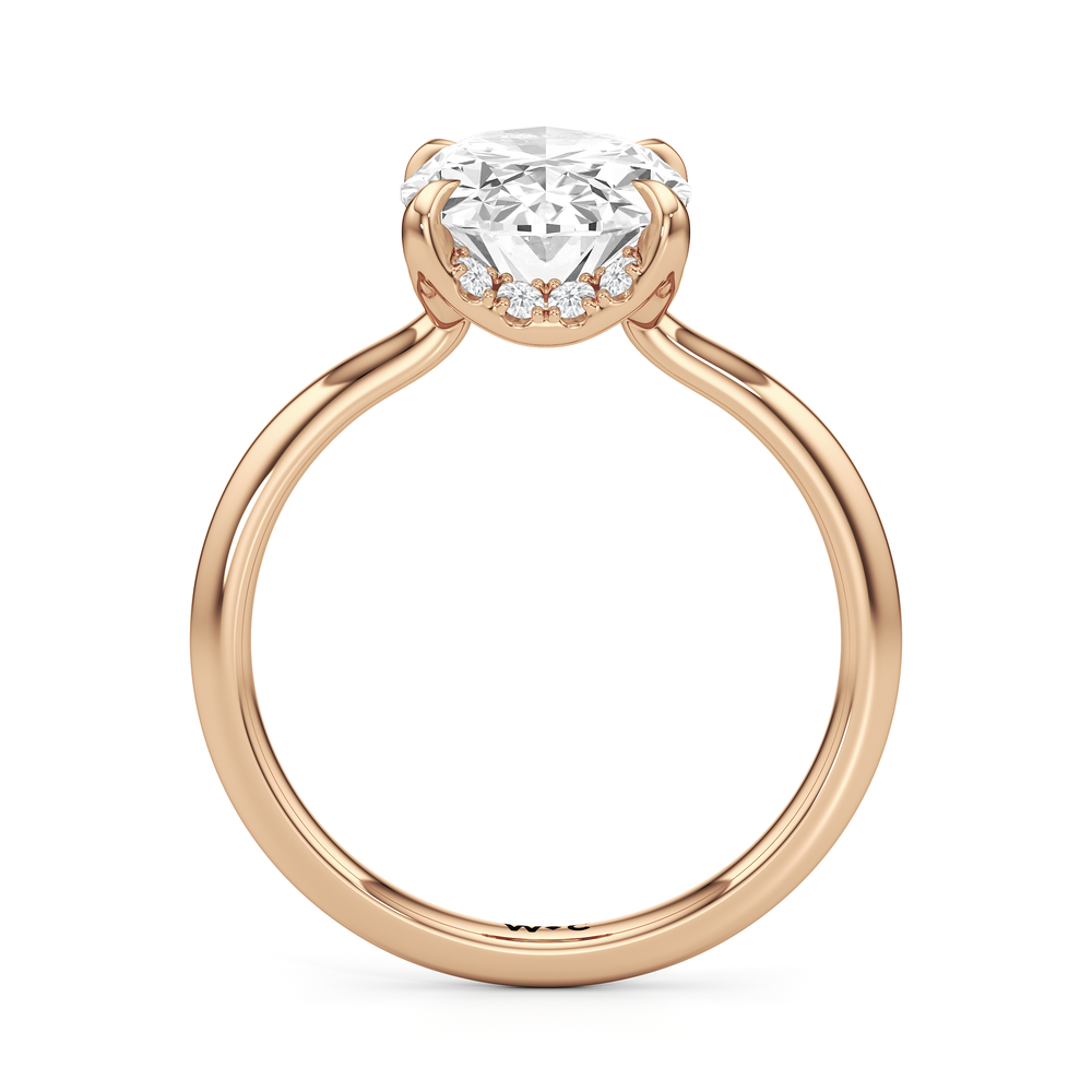 The Cassatt Low-Profile Ring with Oval Cut Diamond in 14KT Rose Gold view 5
