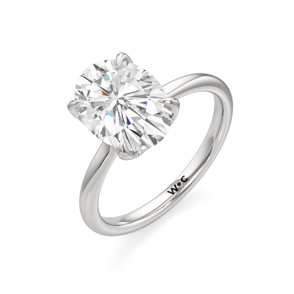The Cassatt Low-Profile Ring with Oval Cut Diamond in 14KT Platinum view 6
