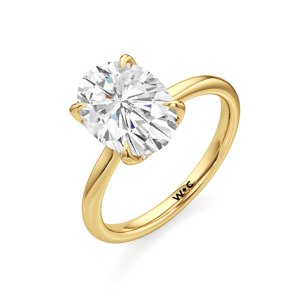 The Cassatt Low-Profile Ring with Oval Cut Diamond in 14KT Yellow Gold view 6
