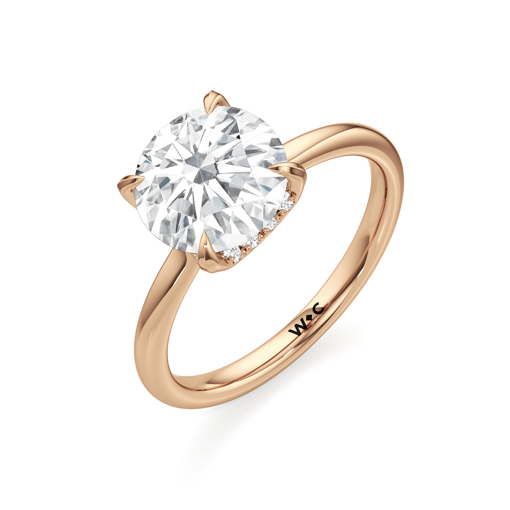 The Cassatt Low-Profile Ring with Round Cut Diamond in 14KT Rose Gold view 6
