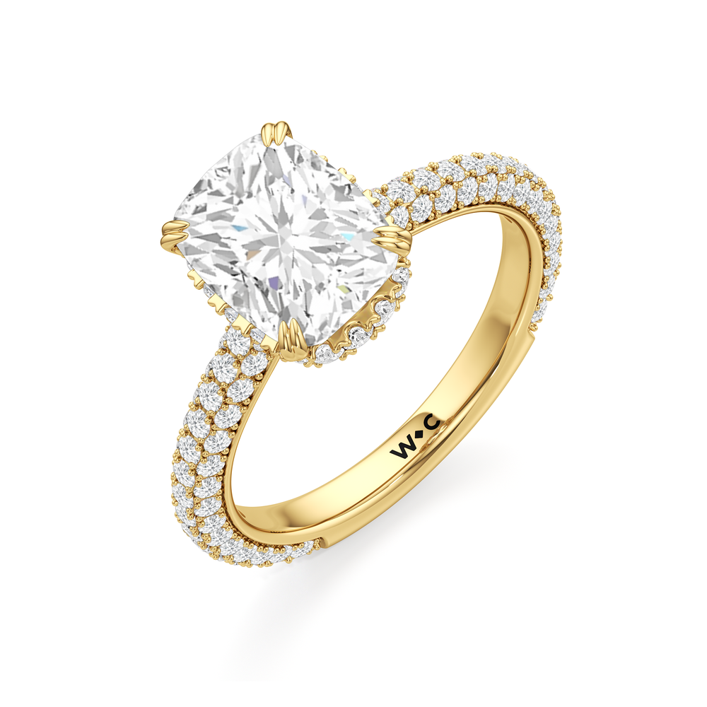 The Windsor Low-Profile Ring with Elongated Cushion Cut Diamond in 14KT Yellow Gold view 6
