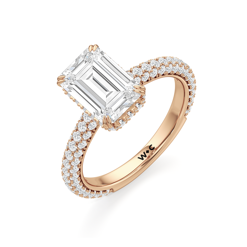 The Windsor Low-Profile Ring with Emerald Cut Diamond in 14KT Rose Gold view 6
