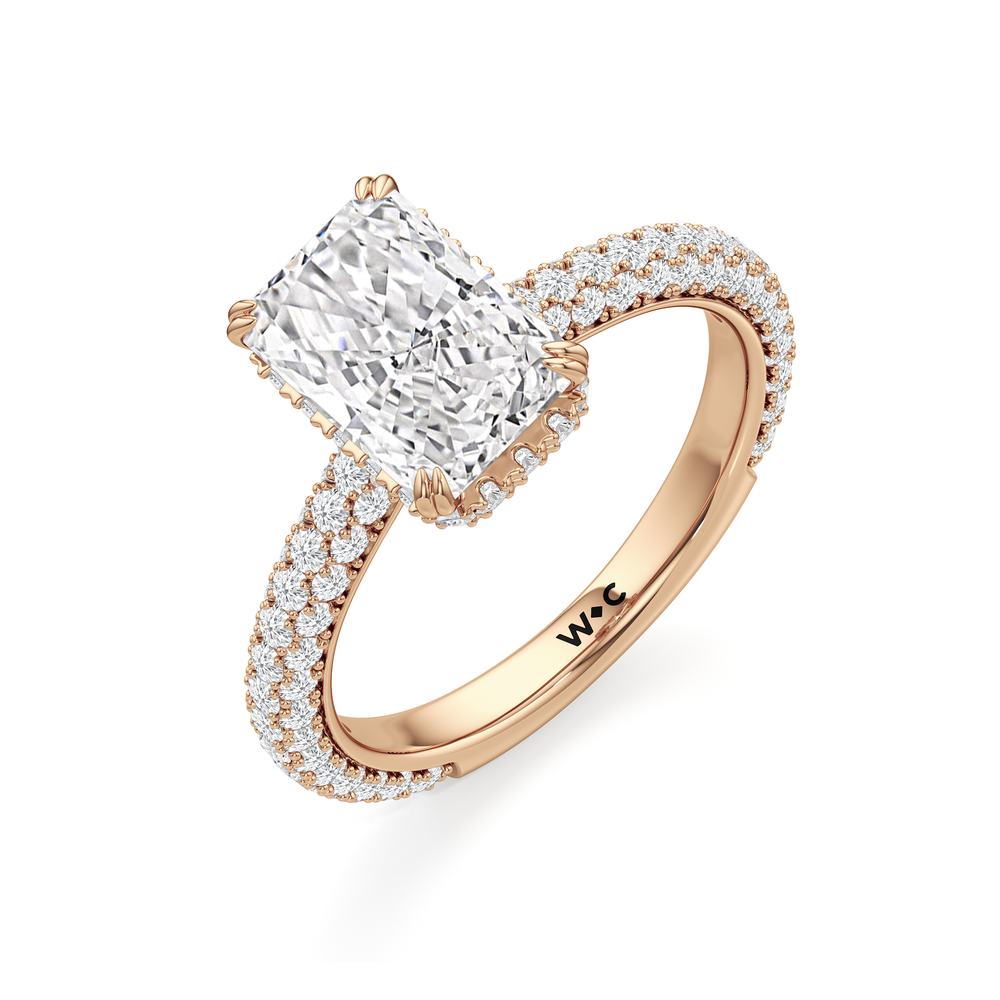 The Windsor Low-Profile Ring with Radiant Cut Diamond in 14KT Rose Gold view 6
