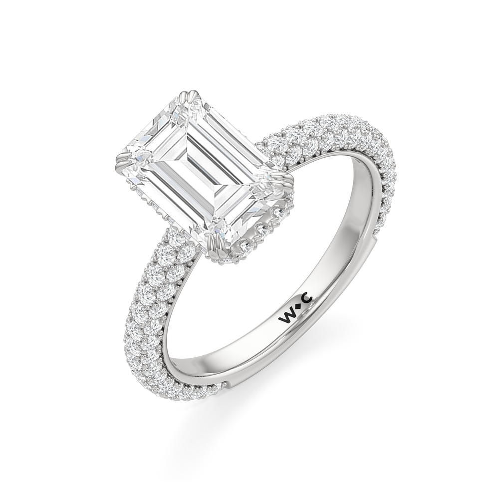 The Windsor Low-Profile Ring with Emerald Cut Diamond in 14KT Platinum view 6
