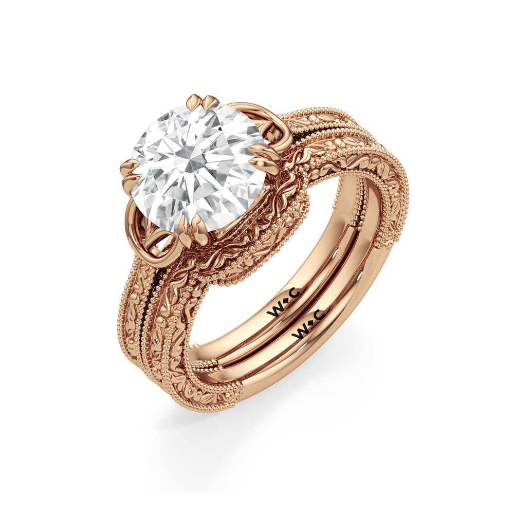The Seraphine Heart Low-Profile Ring with Elongated Cushion Cut Diamond in 14KT Rose Gold view 7
