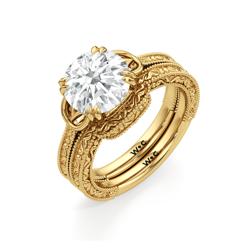 The Seraphine Heart Low-Profile Ring with Elongated Cushion Cut Diamond in 14KT Yellow Gold view 7
