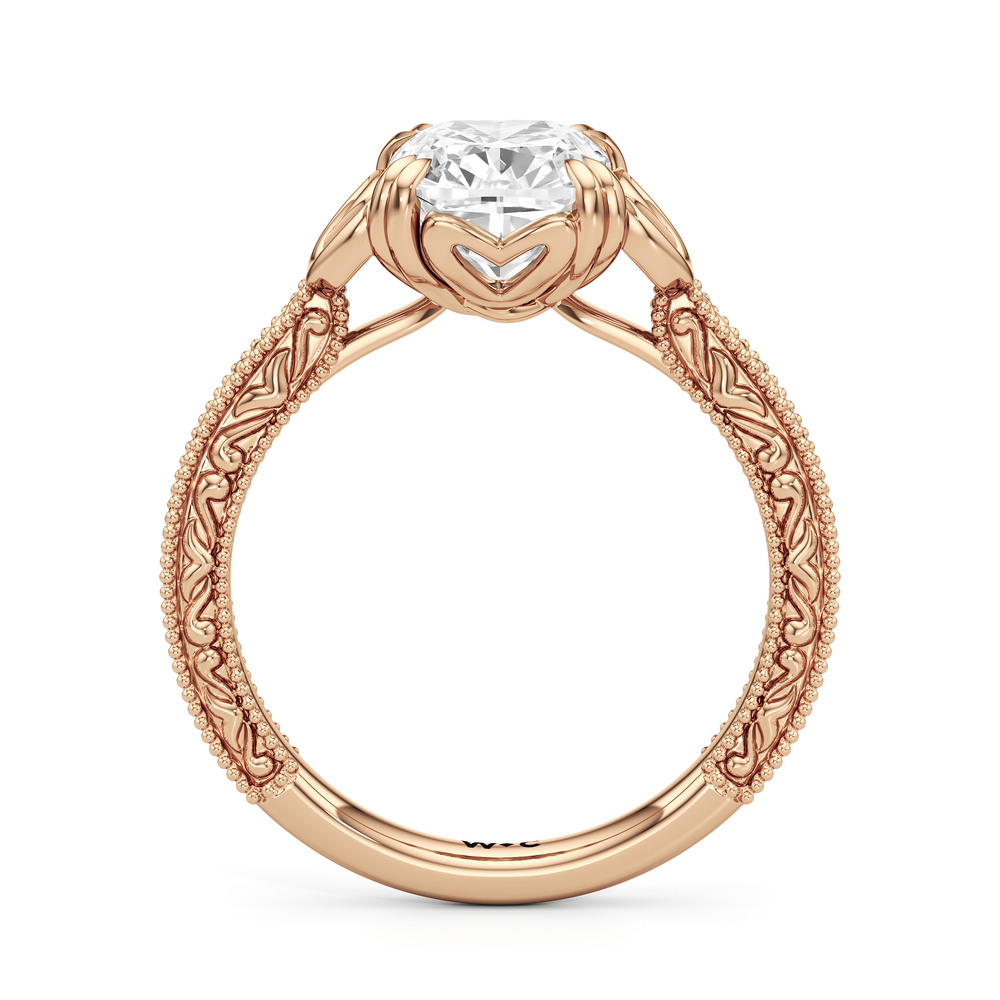 The Seraphine Heart Low-Profile Ring with Elongated Cushion Cut Diamond in 14KT Rose Gold view 5
