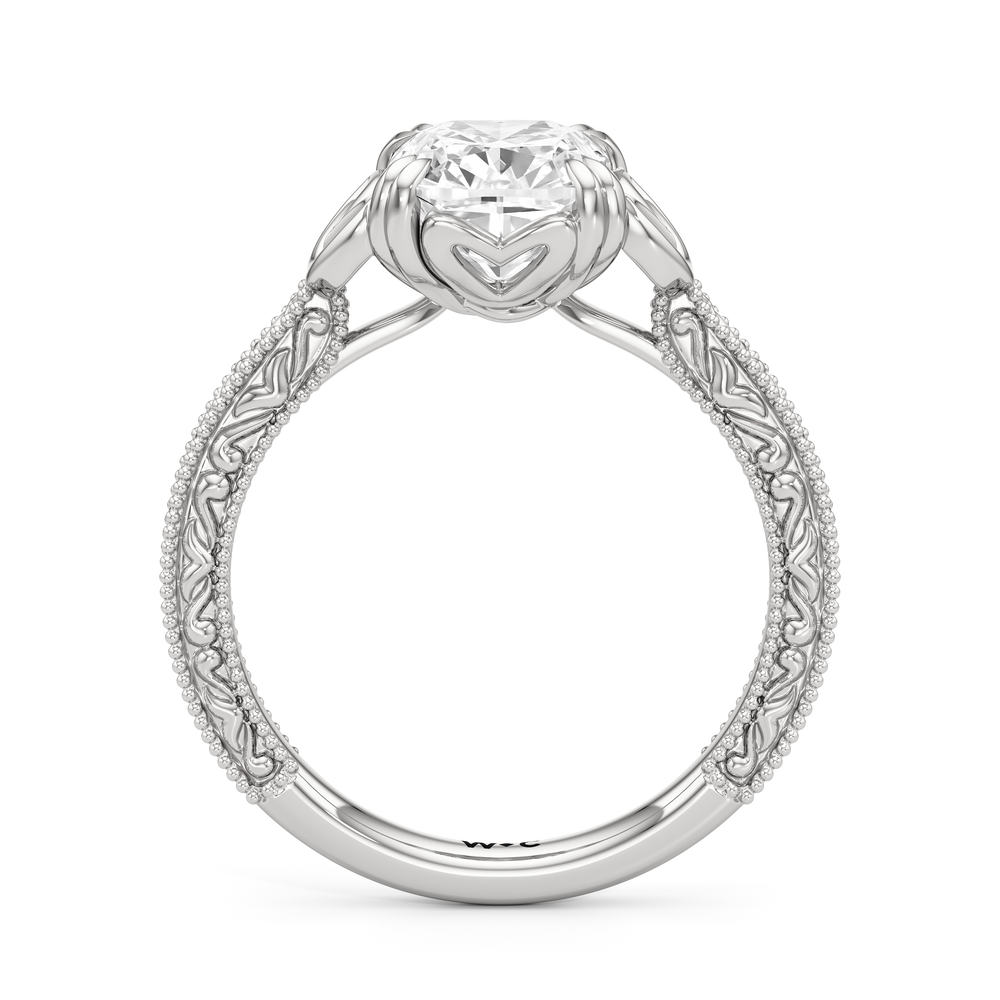 The Seraphine Heart Low-Profile Ring with Elongated Cushion Cut Diamond in 14KT Platinum view 5
