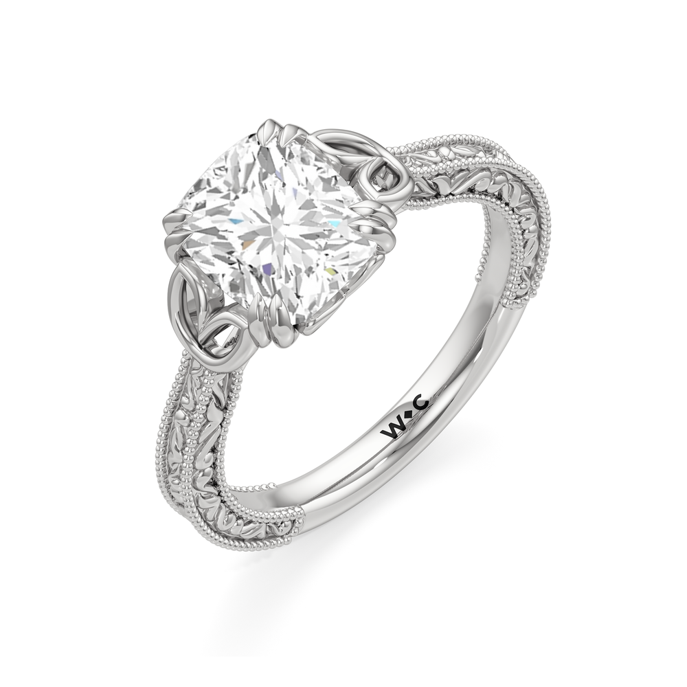 The Seraphine Heart Low-Profile Ring with Elongated Cushion Cut Diamond in 14KT Platinum view 6
