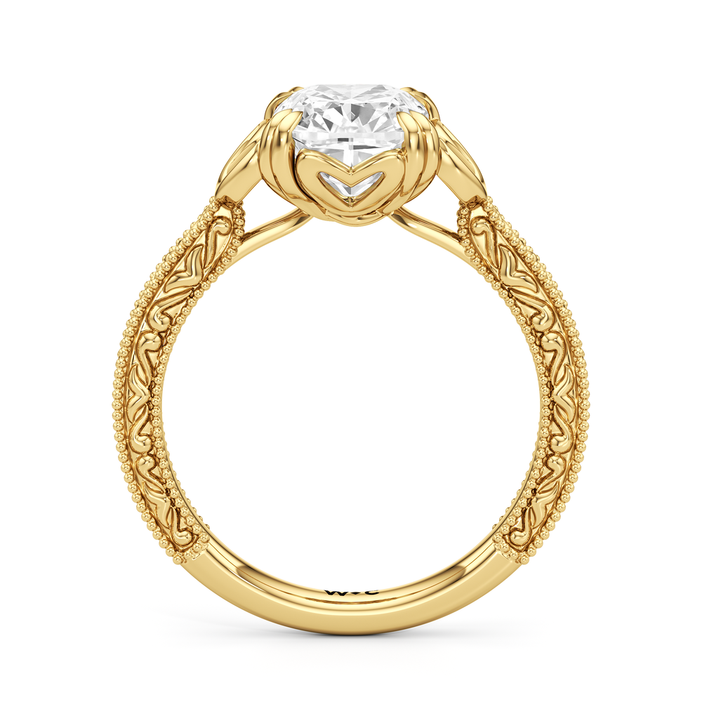 The Seraphine Heart Low-Profile Ring with Elongated Cushion Cut Diamond in 14KT Yellow Gold view 5
