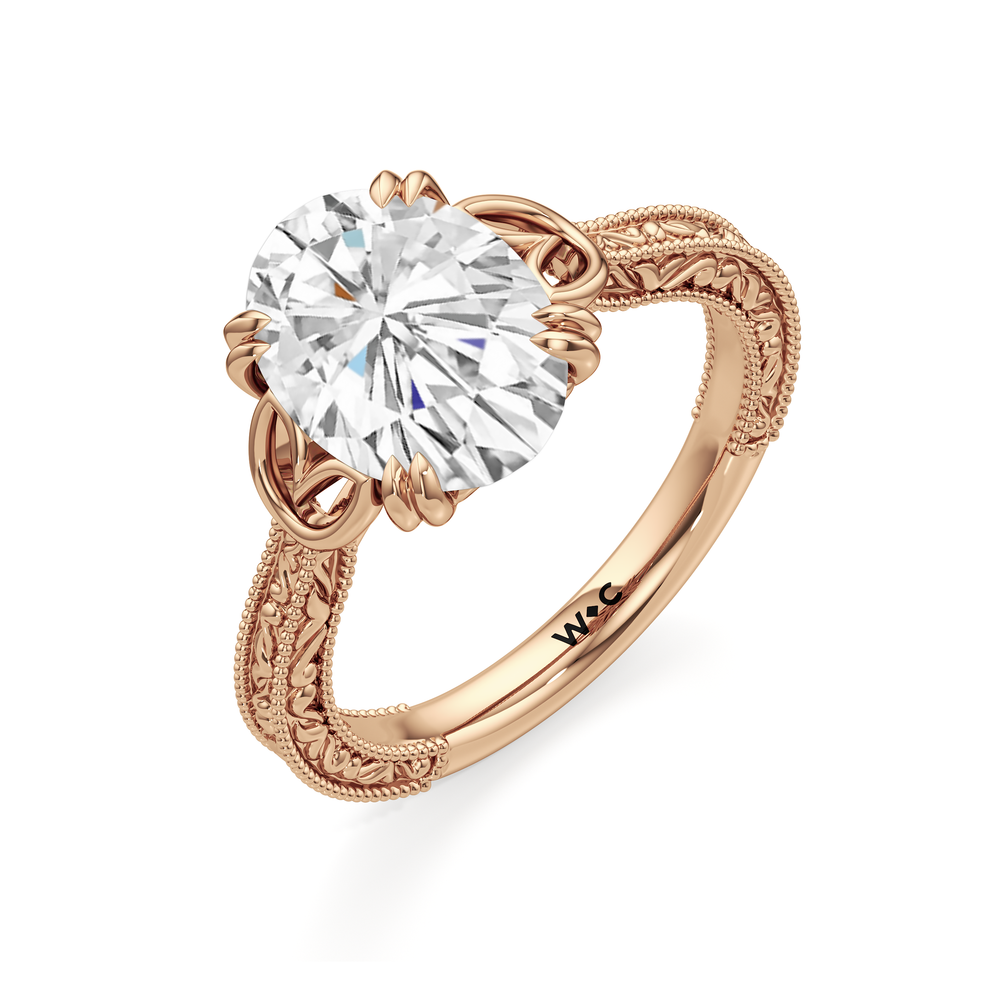 The Seraphine Heart Low-Profile Ring with Oval Cut Diamond in 14KT Rose Gold view 6
