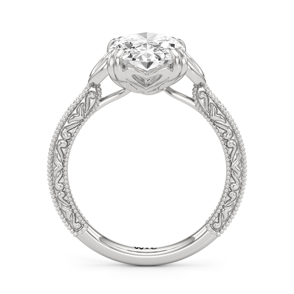 The Seraphine Heart Low-Profile Ring with Oval Cut Diamond in 14KT Platinum view 5
