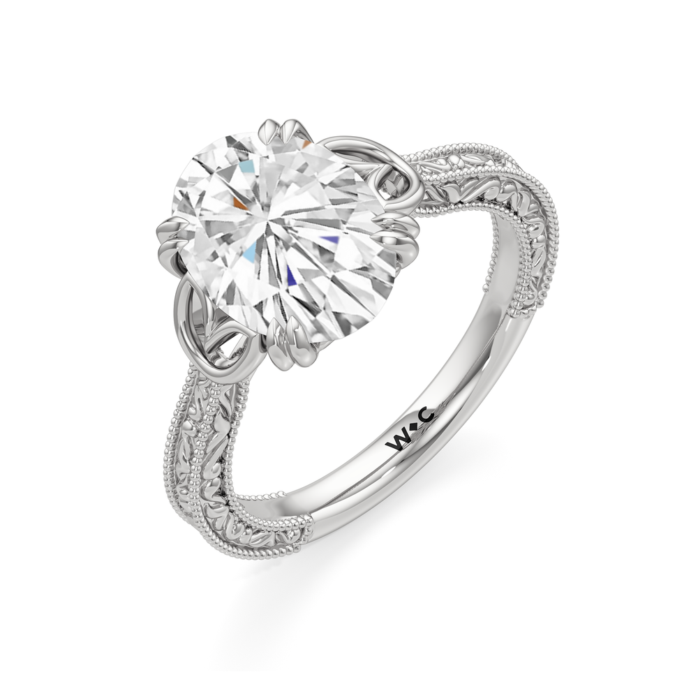 The Seraphine Heart Low-Profile Ring with Oval Cut Diamond in 14KT Platinum view 6
