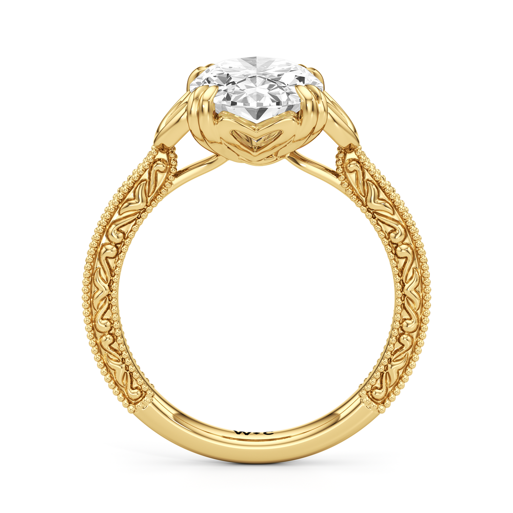 The Seraphine Heart Low-Profile Ring with Oval Cut Diamond in 14KT Yellow Gold view 5
