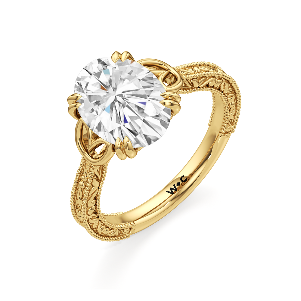 The Seraphine Heart Low-Profile Ring with Oval Cut Diamond in 14KT Yellow Gold view 6

