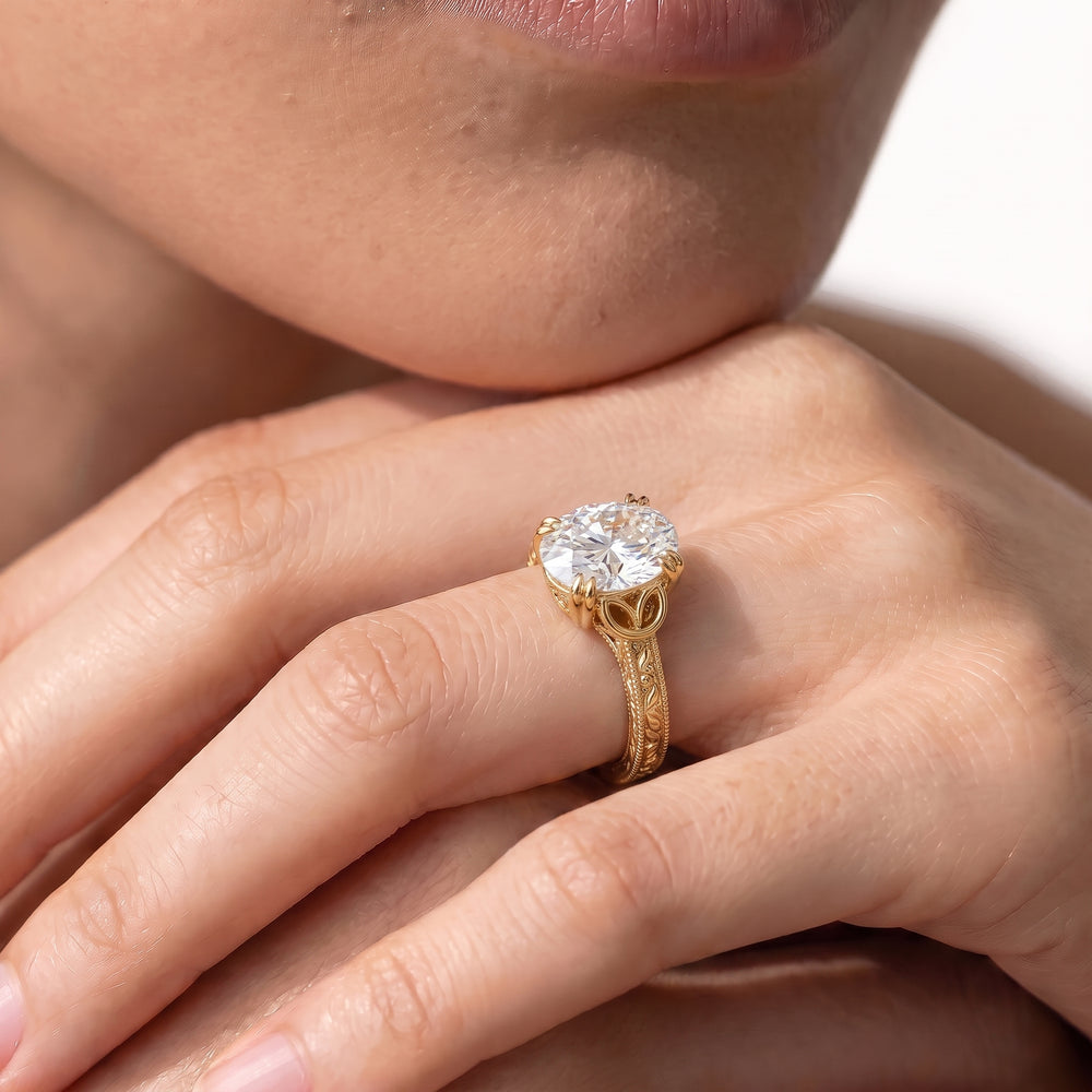 The Seraphine Heart Low-Profile Ring with Elongated Cushion Cut Diamond in 14KT Platinum view 3
