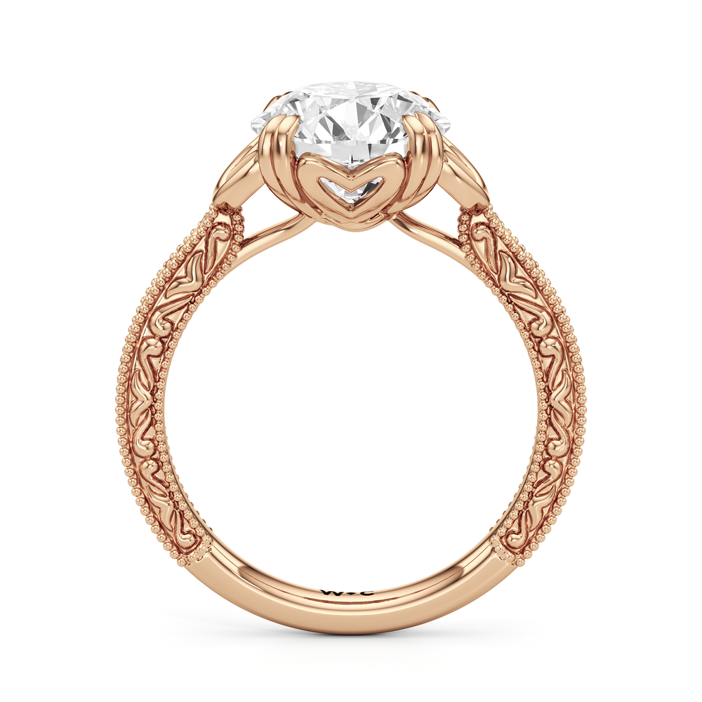 The Seraphine Heart Low-Profile Ring with Round Cut Diamond in 14KT Rose Gold view 5
