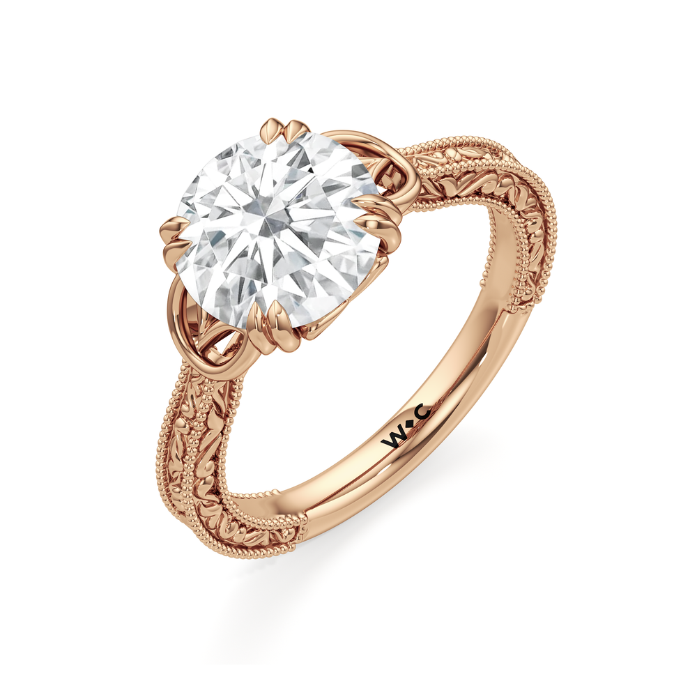 The Seraphine Heart Low-Profile Ring with Round Cut Diamond in 14KT Rose Gold view 6
