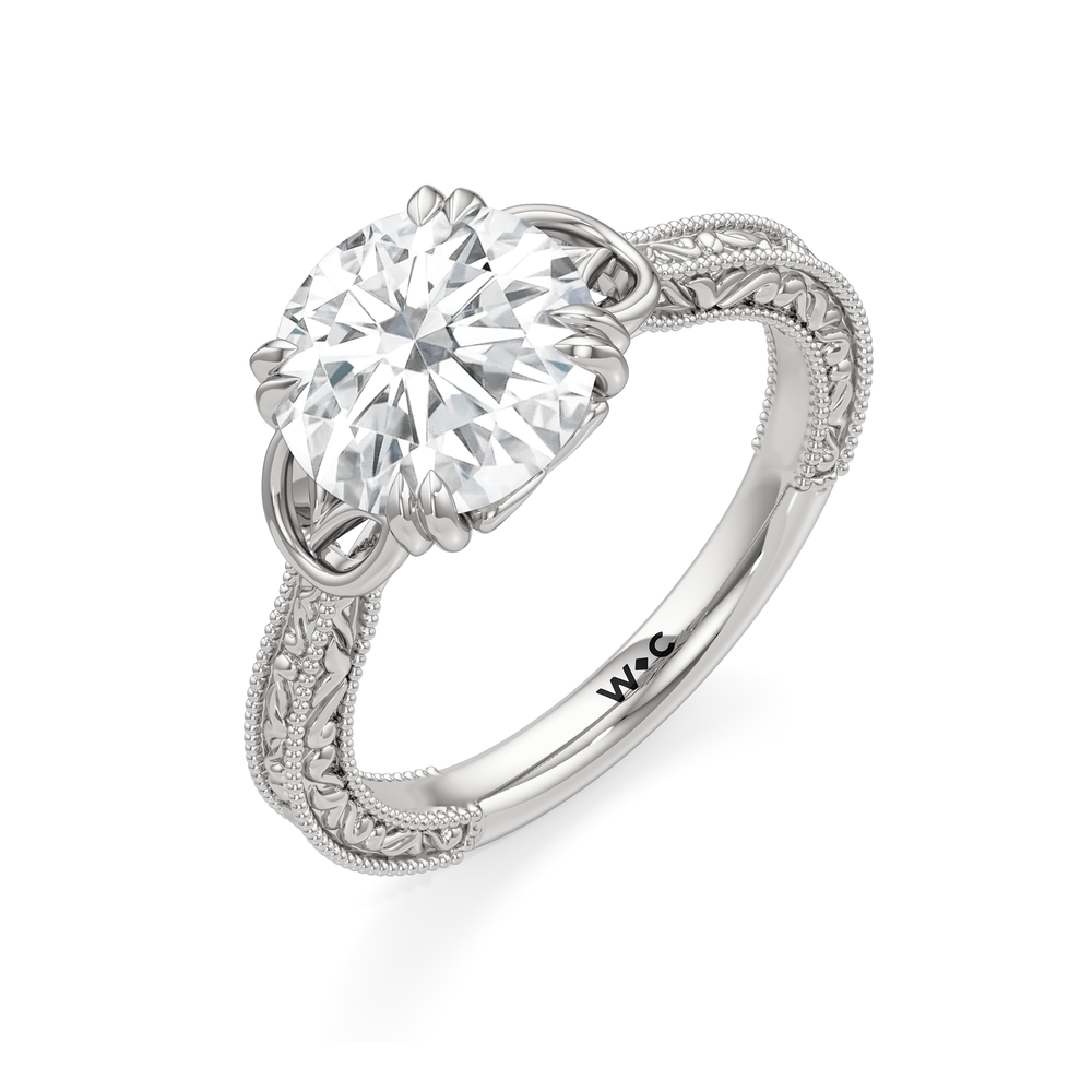 The Seraphine Heart Low-Profile Ring with Round Cut Diamond in 14KT Platinum view 6
