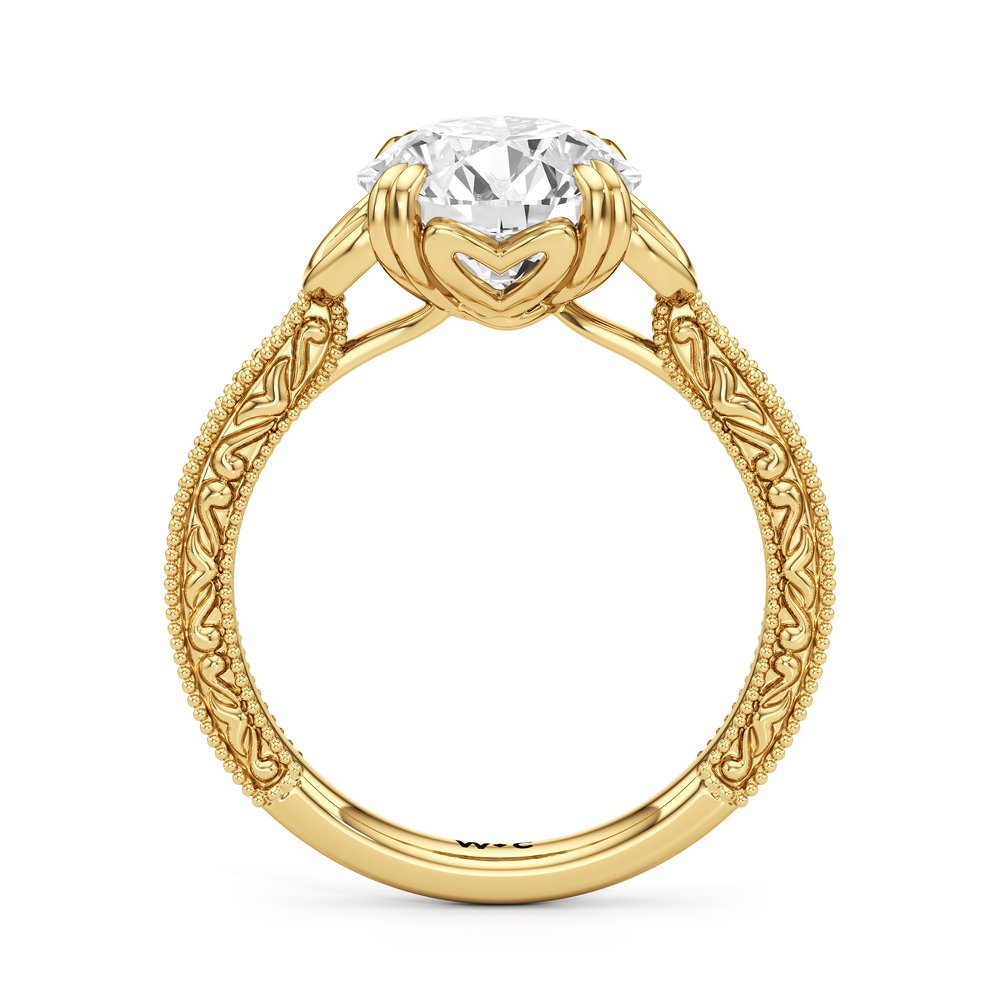 The Seraphine Heart Low-Profile Ring with Round Cut Diamond in 14KT Yellow Gold view 5
