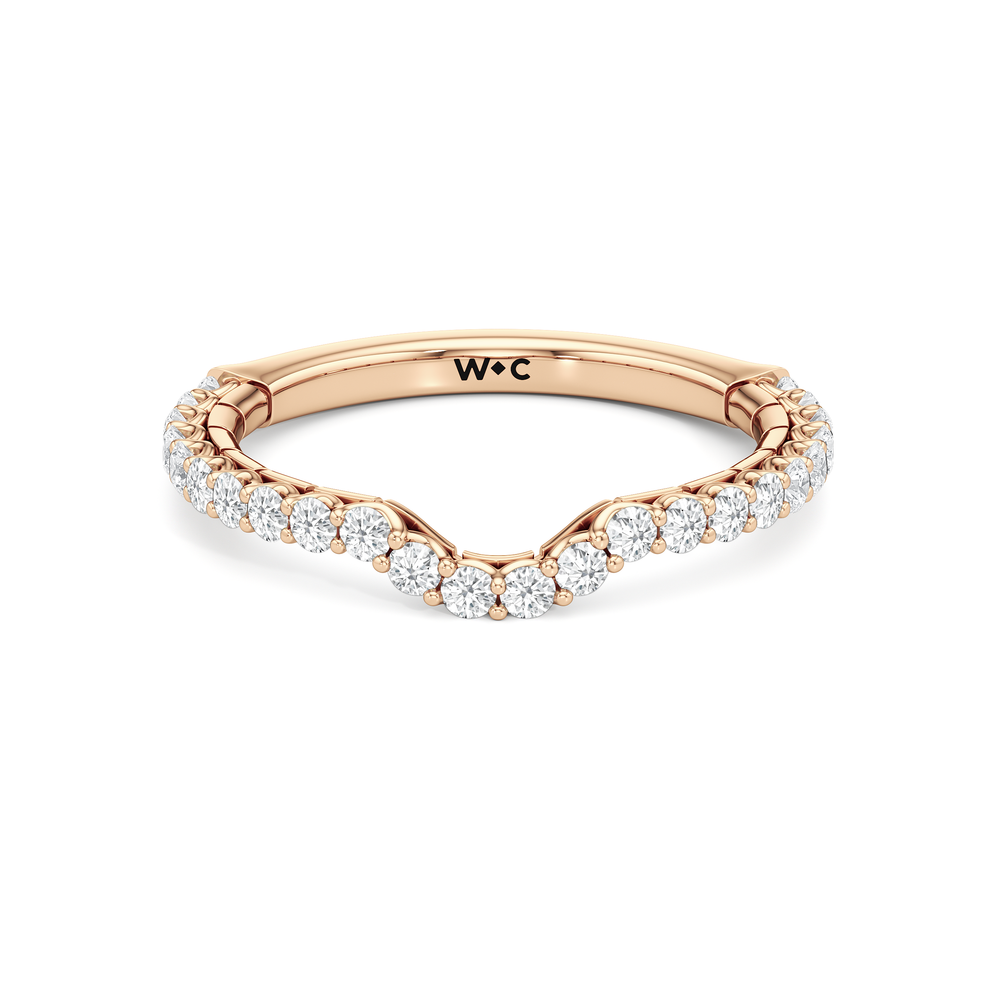 The Ribbon Diamond Wedding Band with 18KT Rose Gold Cut Diamond in 14KT Rose Gold view 1
