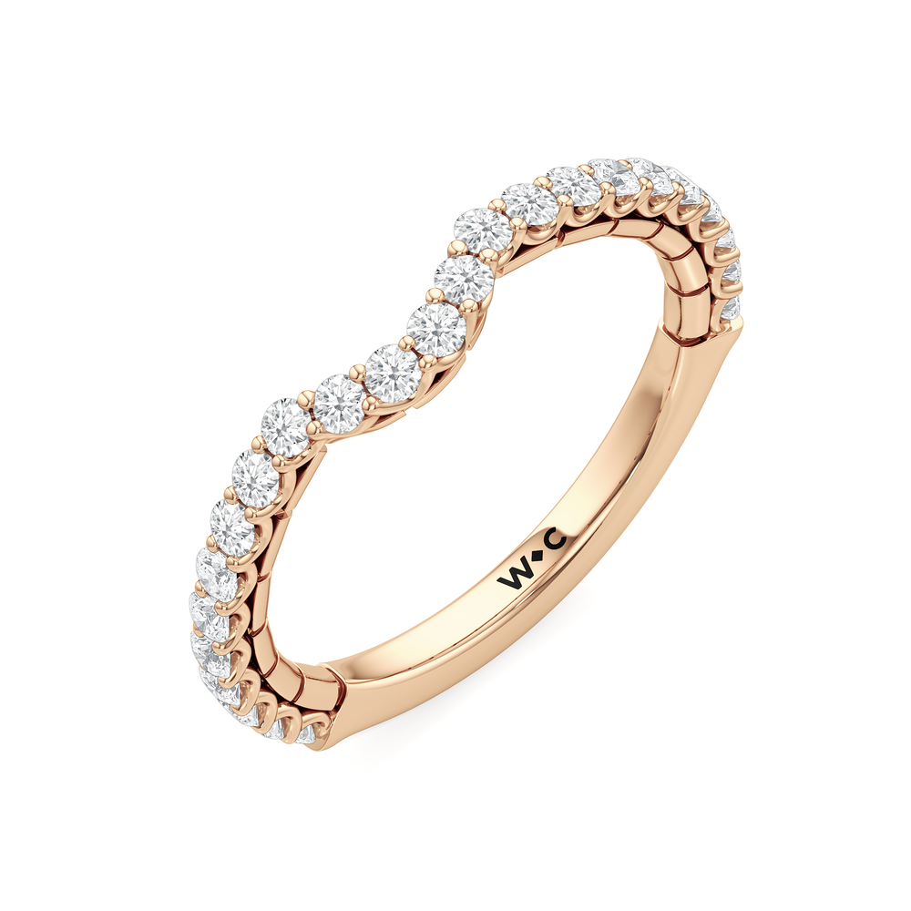 The Ribbon Diamond Wedding Band with 18KT Rose Gold Cut Diamond in 14KT Rose Gold view 3

