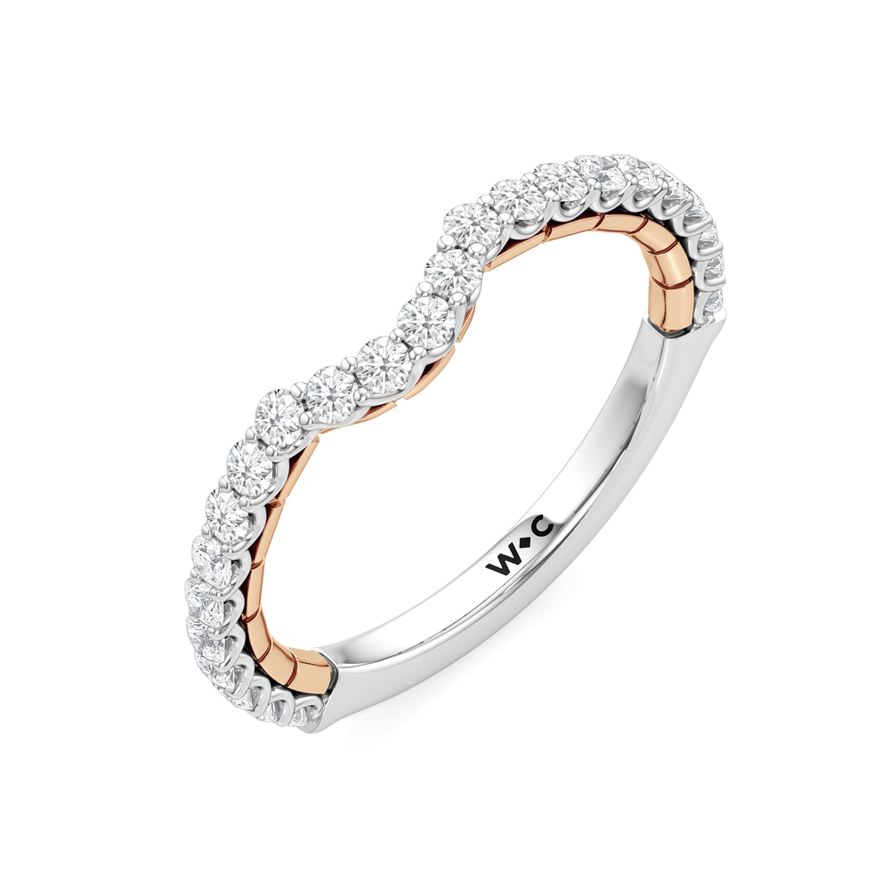 The Plume Diamond Wedding Band with 18KT White & Rose Gold Cut Diamond in 14KT White & Rose Gold view 5
