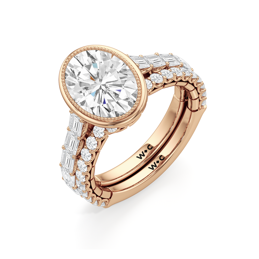The Ribbon Diamond Wedding Band with 18KT Rose Gold Cut Diamond in 14KT Rose Gold view 4

