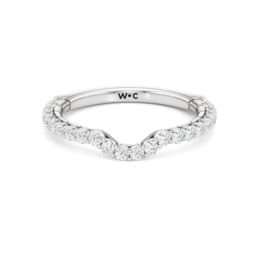The Ribbon Diamond Wedding Band with Platinum Cut Diamond in 14KT Platinum view 1
