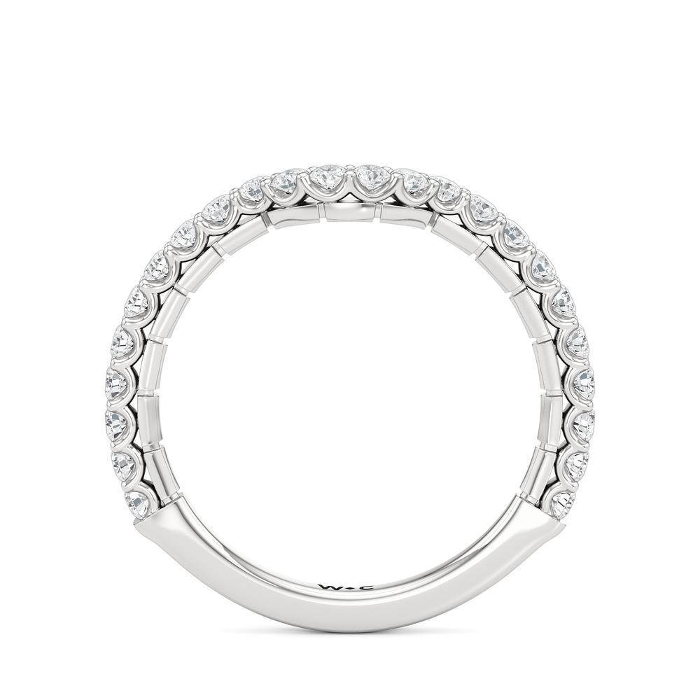 The Ribbon Diamond Wedding Band with Platinum Cut Diamond in 14KT Platinum view 2
