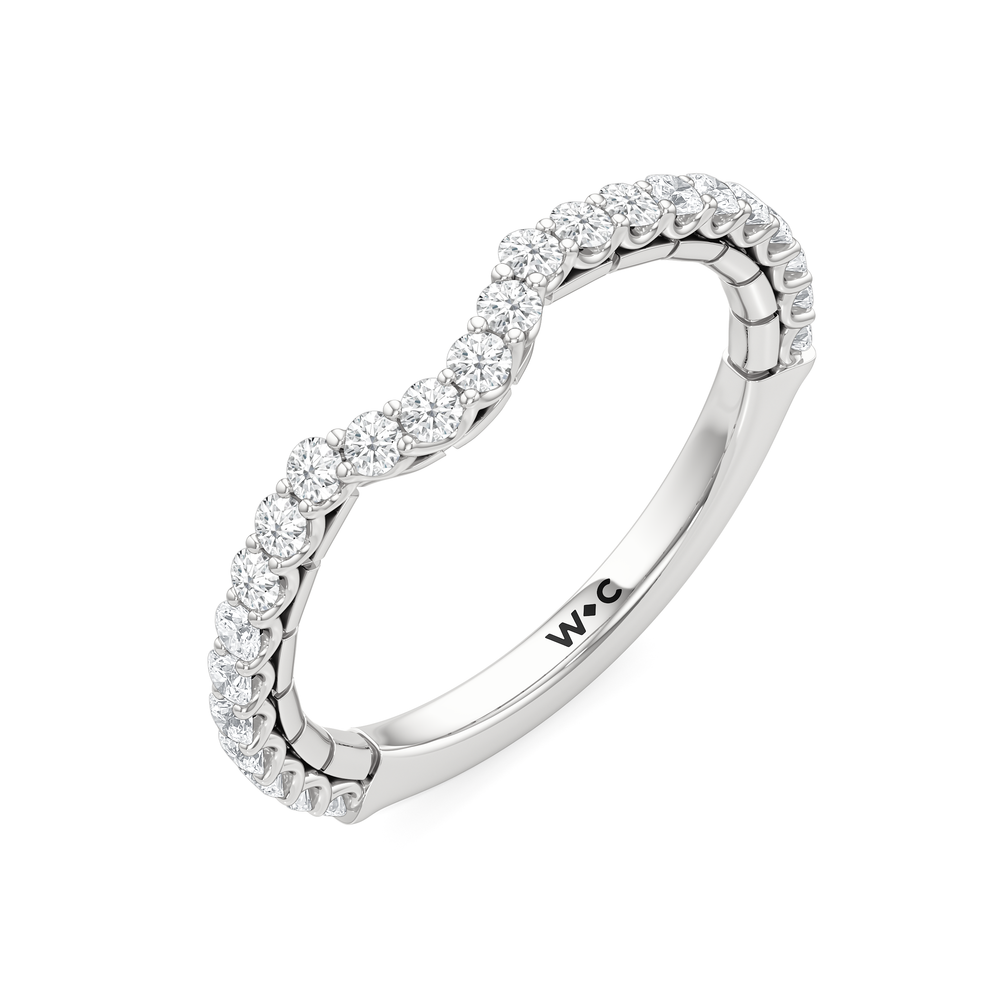 The Ribbon Diamond Wedding Band with Platinum Cut Diamond in 14KT Platinum view 3

