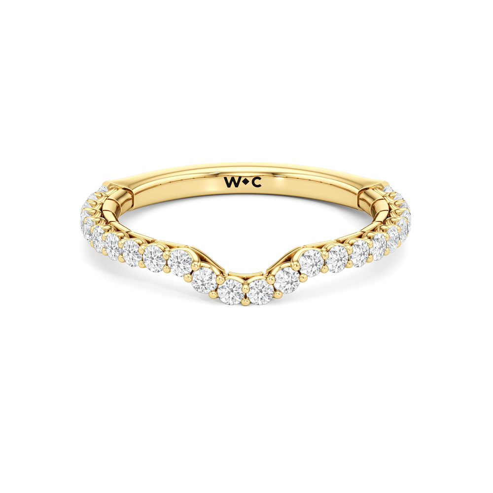 The Ribbon Diamond Wedding Band with 18KT Yellow Gold Cut Diamond in 14KT Yellow Gold view 1
