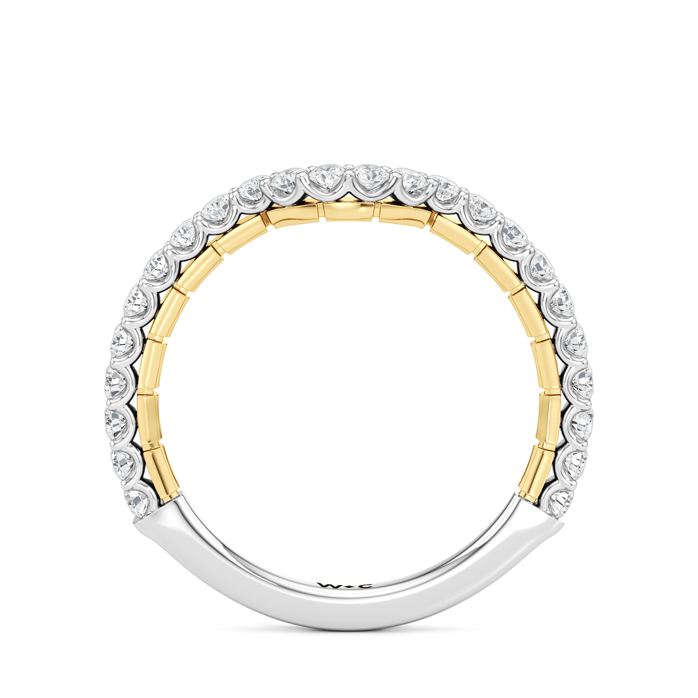 The Plume Diamond Wedding Band with 18KT White & Yellow Gold Cut Diamond in 14KT White & Yellow Gold view 4
