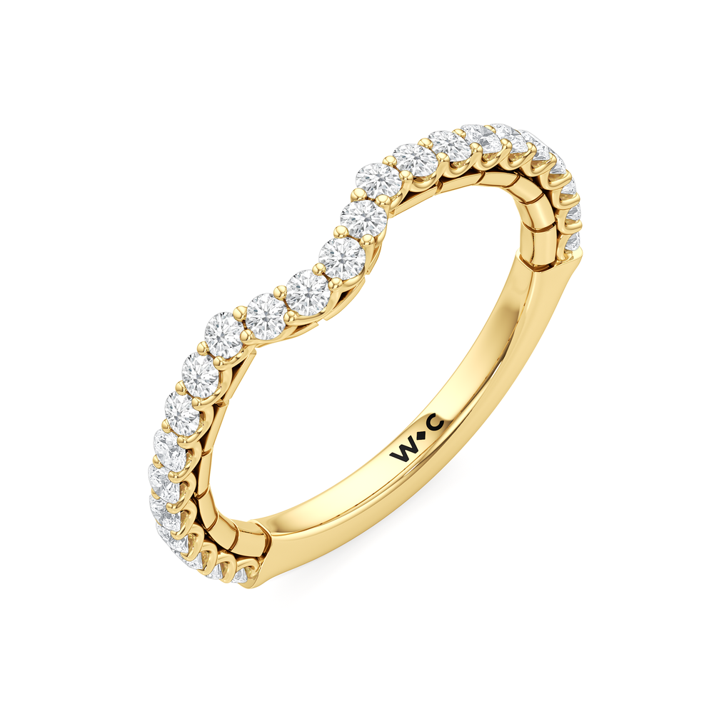 The Ribbon Diamond Wedding Band with 18KT Yellow Gold Cut Diamond in 14KT Yellow Gold view 3
