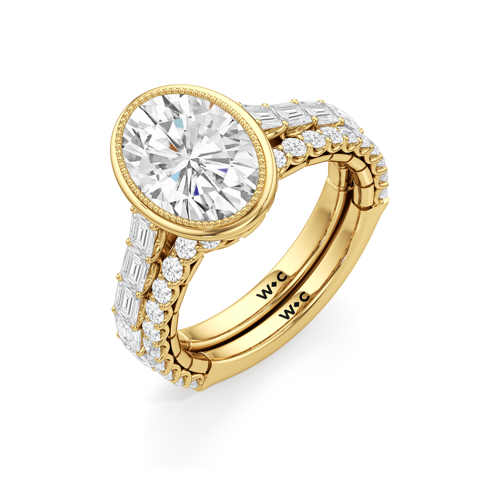 The Ribbon Ring with Oval Cut Diamond in 14KT Yellow Gold view 5
