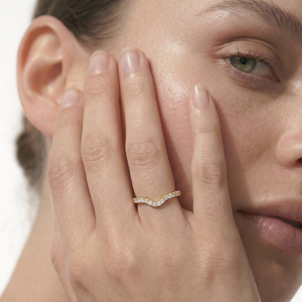 The Plume Diamond Wedding Band with 18KT Rose Gold Cut Diamond in 14KT Rose Gold view 2

