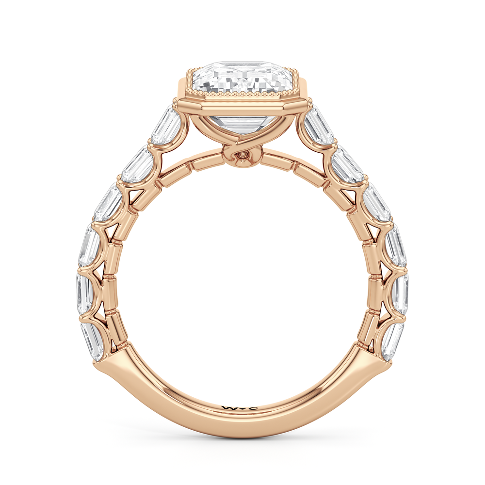 The Ribbon Ring with Emerald Cut Diamond in 14KT Rose Gold view 3
