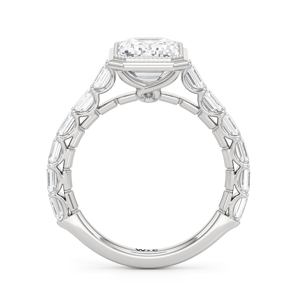 The Ribbon Ring with Emerald Cut Diamond in 14KT Platinum view 3

