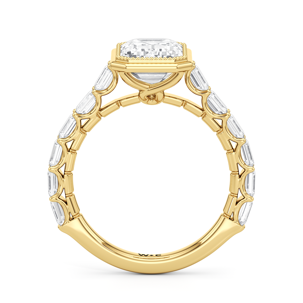 The Ribbon Ring with Emerald Cut Diamond in 14KT Yellow Gold view 3
