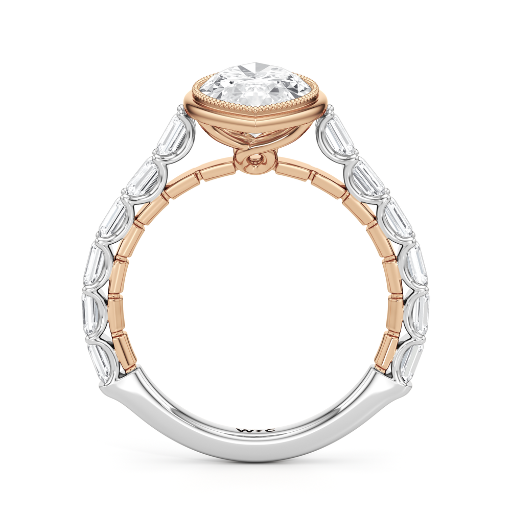 The Ribbon Ring with Marquise Cut Diamond in 14KT White & Rose Gold view 3
