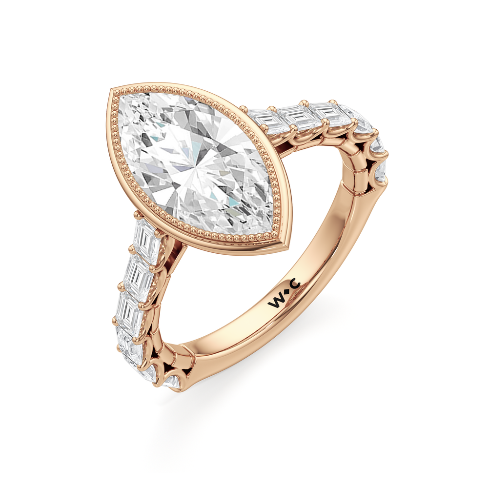 The Ribbon Ring with Marquise Cut Diamond in 14KT Rose Gold view 4
