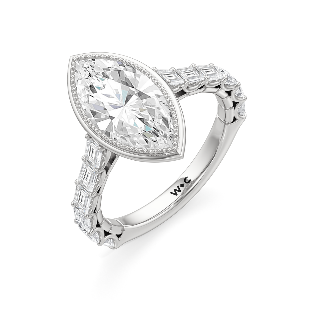 The Ribbon Ring with Marquise Cut Diamond in 14KT Platinum view 4
