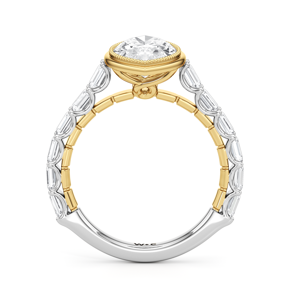 The Ribbon Ring with Marquise Cut Diamond in 14KT White & Yellow Gold view 3
