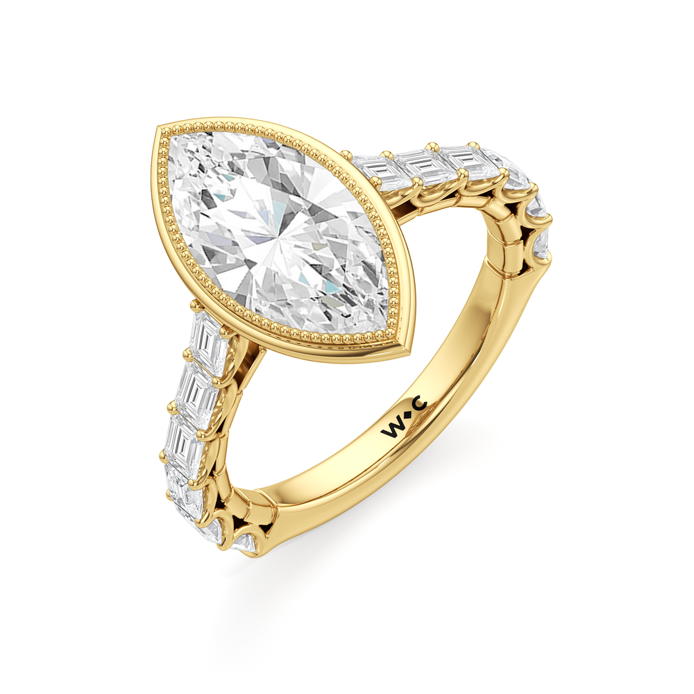 The Ribbon Ring with Marquise Cut Diamond in 14KT Yellow Gold view 4
