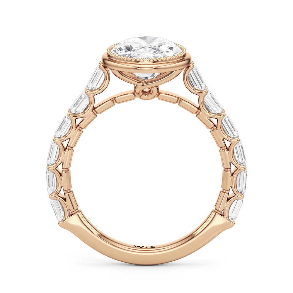 The Ribbon Ring with Oval Cut Diamond in 14KT Rose Gold view 3
