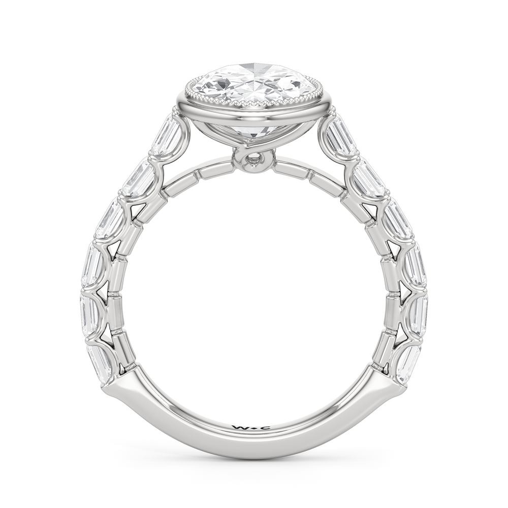 The Ribbon Ring with Oval Cut Diamond in 14KT Platinum view 3
