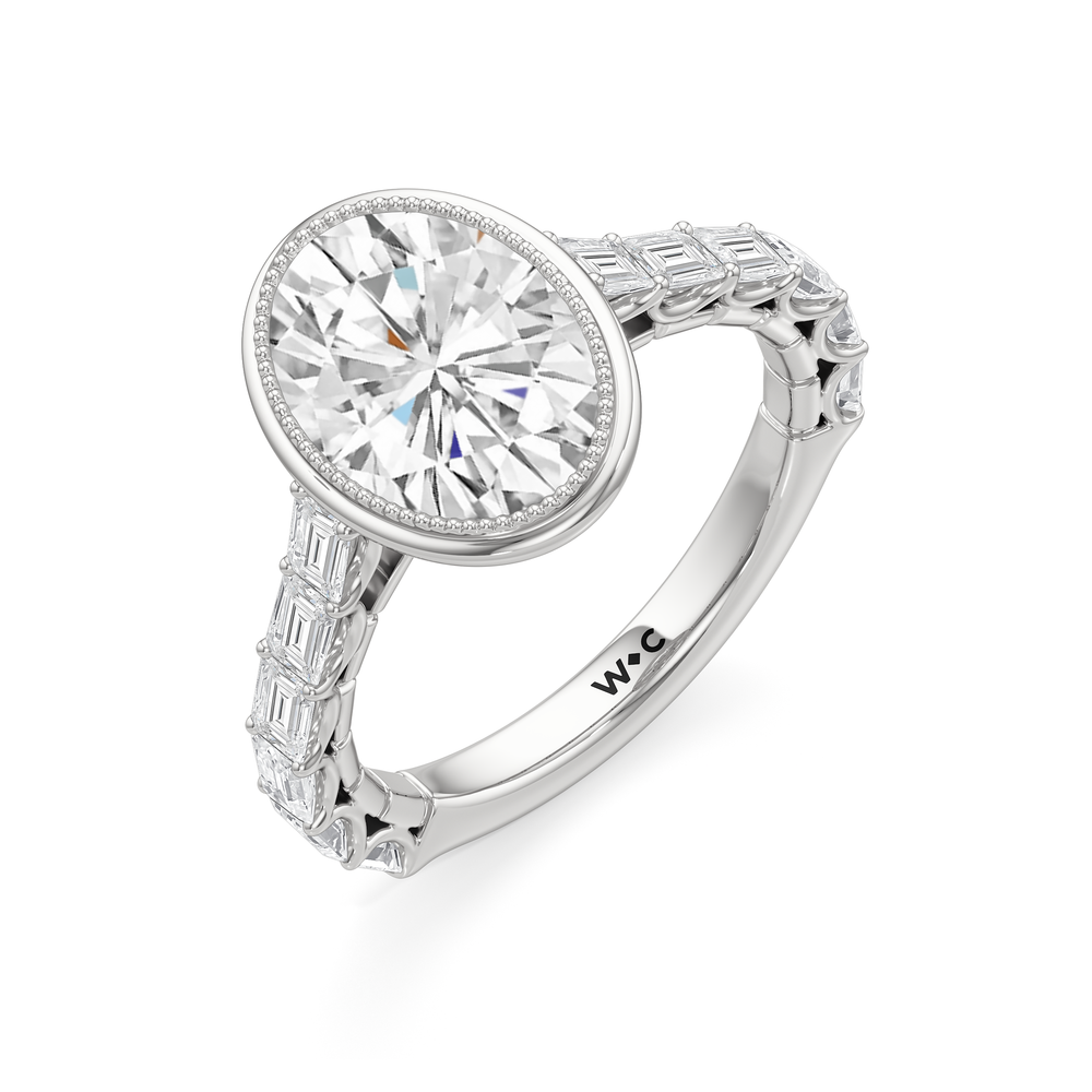 The Ribbon Ring with Oval Cut Diamond in 14KT Platinum view 4
