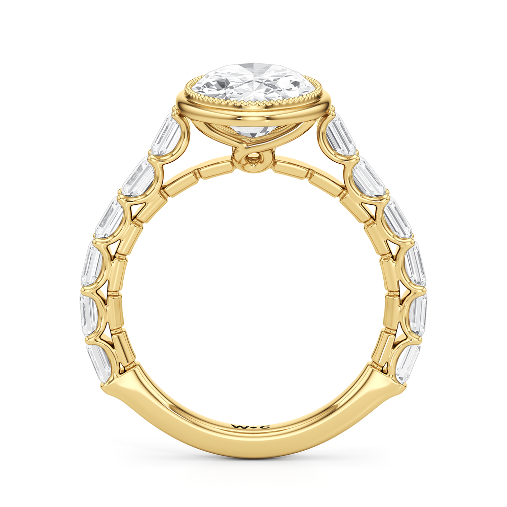 The Ribbon Ring with Oval Cut Diamond in 14KT Yellow Gold view 3
