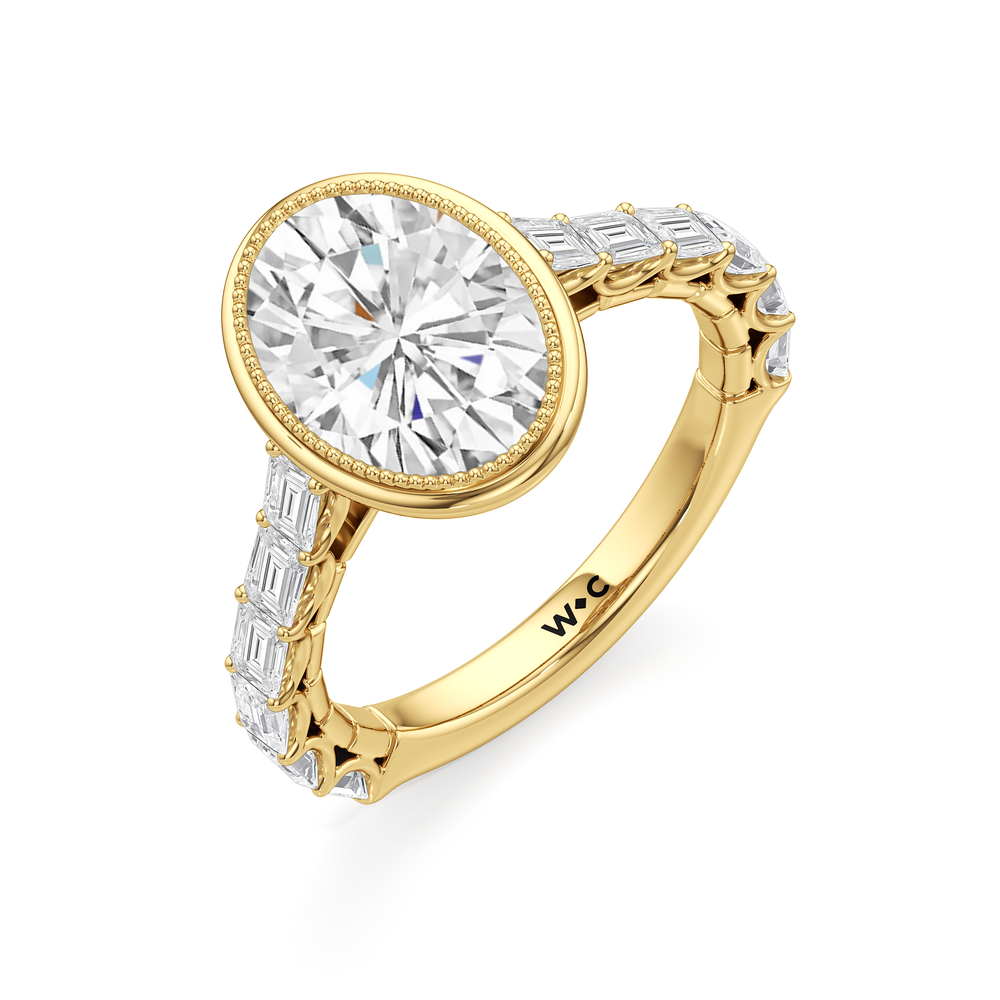 The Ribbon Ring with Oval Cut Diamond in 14KT Yellow Gold view 4
